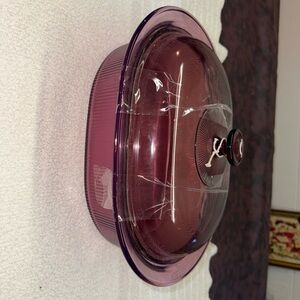Vintage Pyrex Visions Cranberry 4 Quart Roaster Baking Dish with Cover